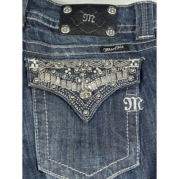 Miss Me JP4656-2L Womens 30 Bootcut Dark Wash Blue Jeans Embellished - Picture 2 of 16